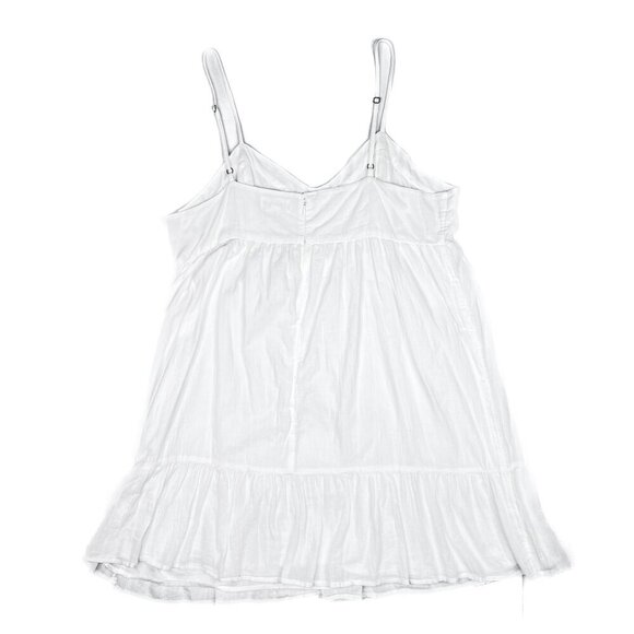 White Cotton Prairie Babydoll Summer White Mini Dress Size Large - Picture 4 of 5
